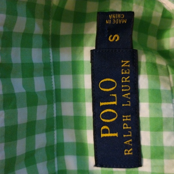 Polo Ralph Lauren green white plaid rounded hem cotton women's small Blouse - Picture 2 of 10